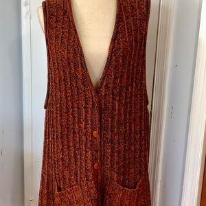VTG 80S CYNTHIA V Woman Handknitted Sweater Vest Rustic Multicolor Button Front
